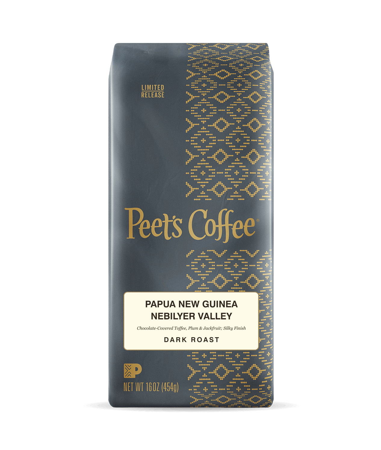 Peet's Coffee Papua New Guinea Nebilyer Valley in a grey 16oz bag